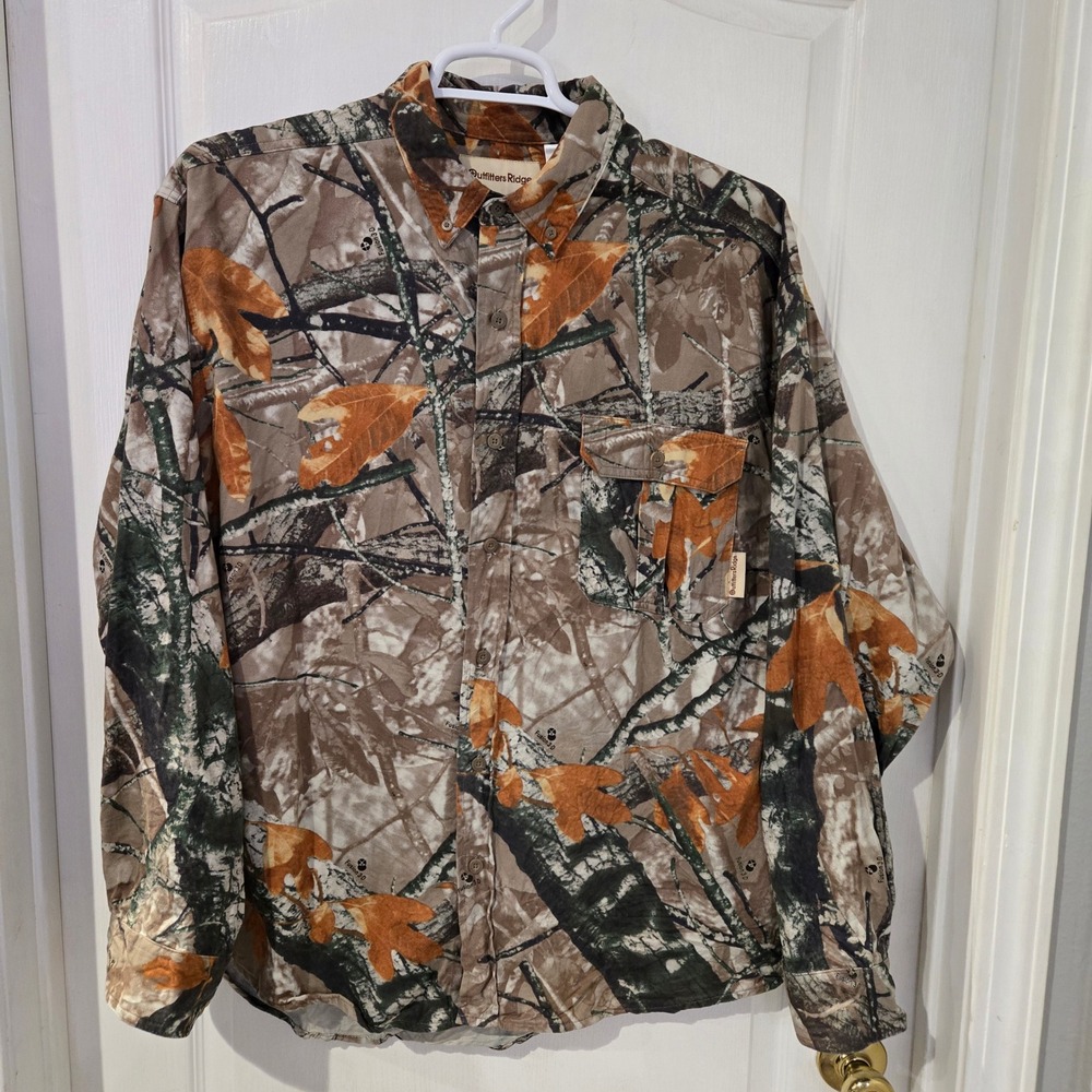 Outfitters Ridge Shirt Mens XL Camo Fusion 3-D Excellent Hunting Button Down